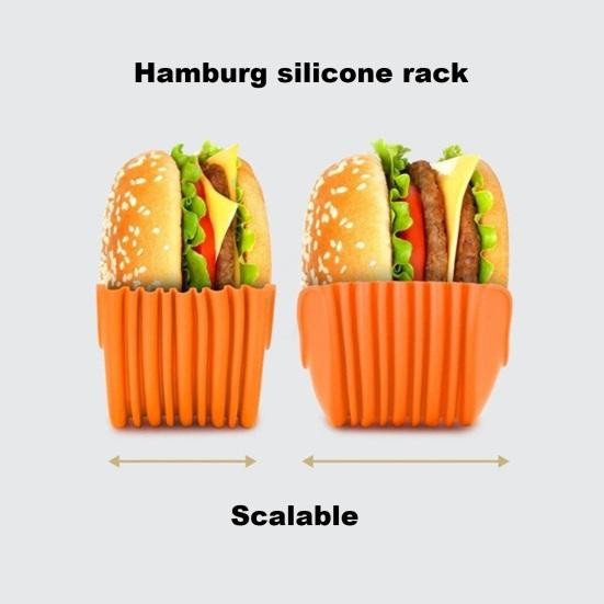 Youxiwang 4-teiliges Silikongestell für Burger und Sandwiches, wiederverwendbarer und spülmaschinenfester Burger-Halter aus lebensmittelechtem Silikon - Bild 5