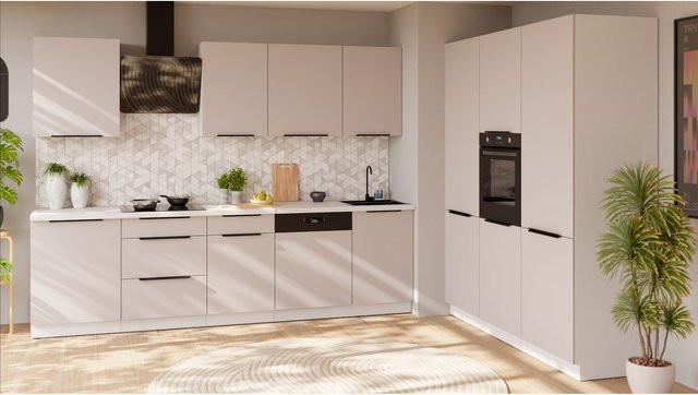 Küchenzeile COMO Einbauküche modern in Kaschmir beige matt B/T/H: 280 + 180 cm - Bild 1