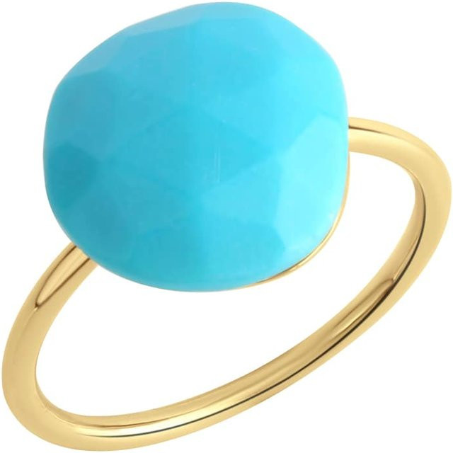 Jamelli Ring 925 Silber, vergoldet, Türkis, Damen - Bild 1