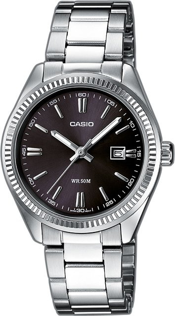 Casio Armbanduhr, Quarz, Edelstahl, Schwarz, 30 mm, Damen - Bild 1