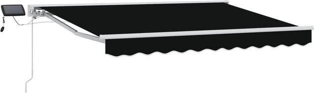 vidaXL Manueller Markisenrahmen mit LED-Beleuchtung aus Aluminium und Polyester in Schwarz, B: 350 cm, T: 250 cm - Bild 1