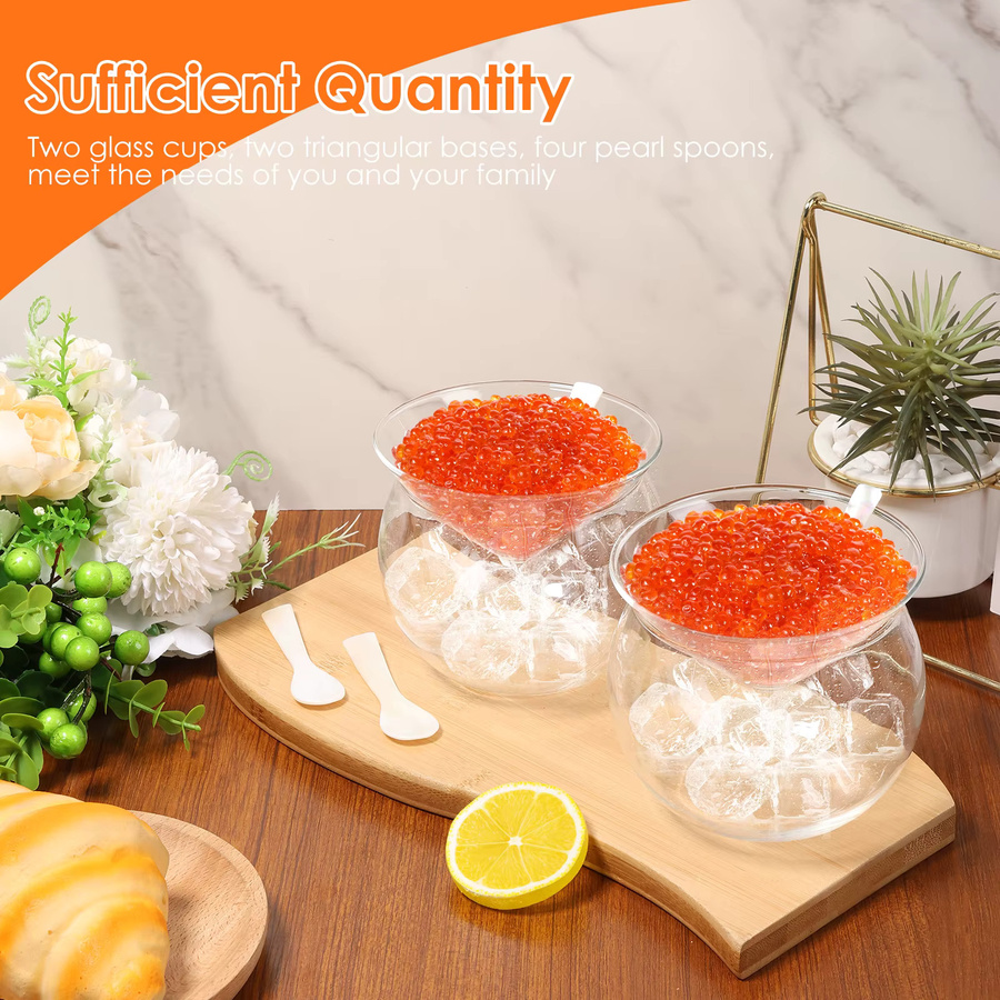 Willstar Kaviar Chiller Server Set aus Glas in Transparent mit Martini Cocktailgläsern und Löffel - Bild 2