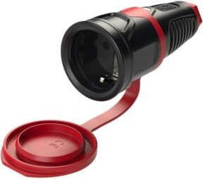 PCE Schutzkontaktkupplung 2521-sr aus Vollgummi und Thermoplast, IP54, 16A, 250V, 3p (2P+E), Schwarz-Rot - Bild 2