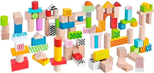 Eichhorn Holzbausteine Color Bunte Bauklötze aus Holz für Kinder