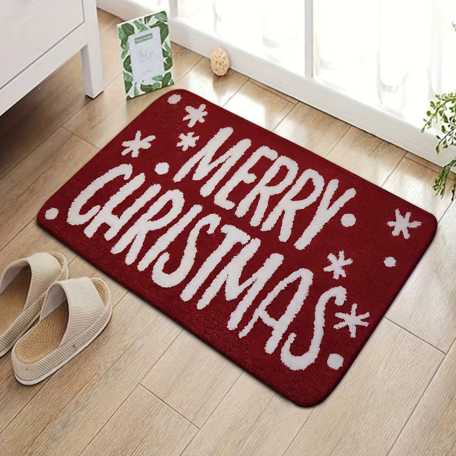 VIKAMA Weihnachtsteppich in Rot mit grafischem Design, weiche Fußmatte für Wohnzimmer und Schlafzimmer, B/T: 60 x 40 cm - Bild 4
