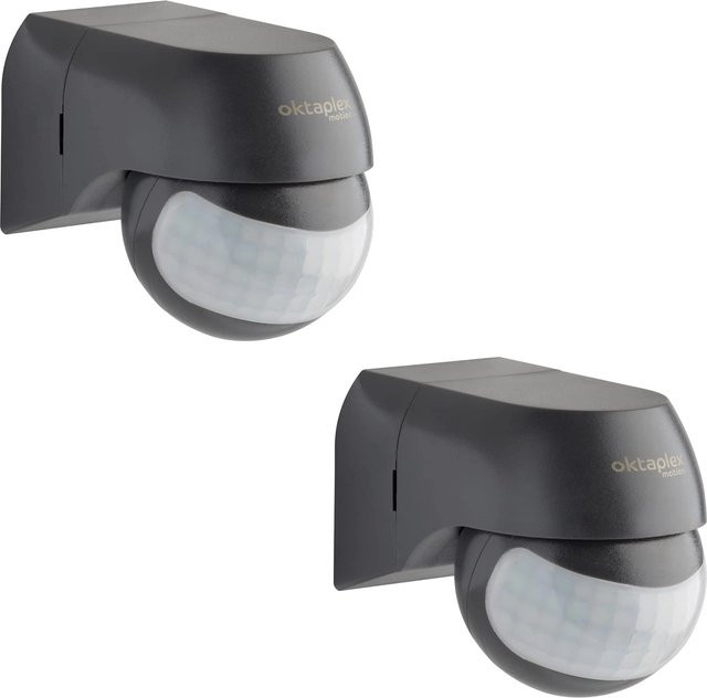 Oktaplex Ana Bewegungsmelder 2er Set Anthrazit IP44 180 Grad Erfassungsbereich 12m Reichweite 230V - Bild 1