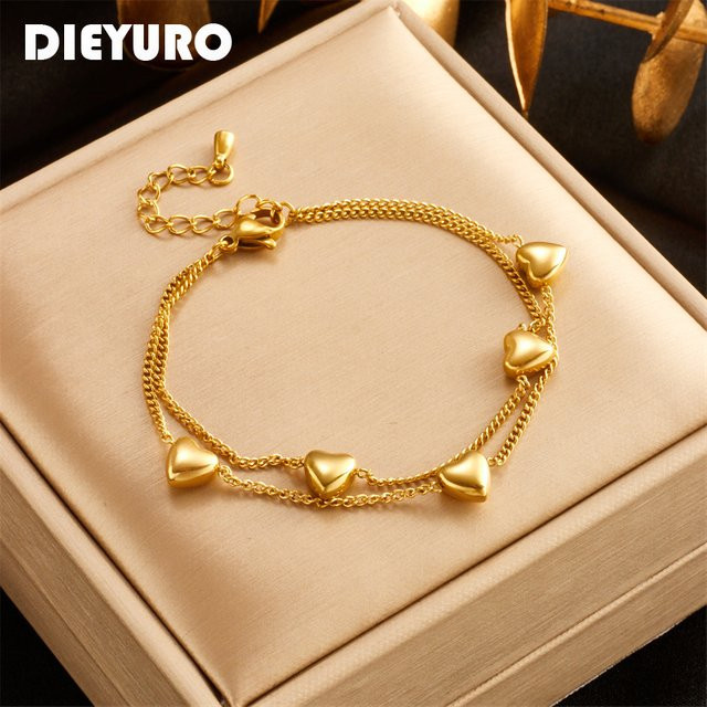 DIEYURO Armband, Edelstahl, Gold, Herz, Damen - Bild 1