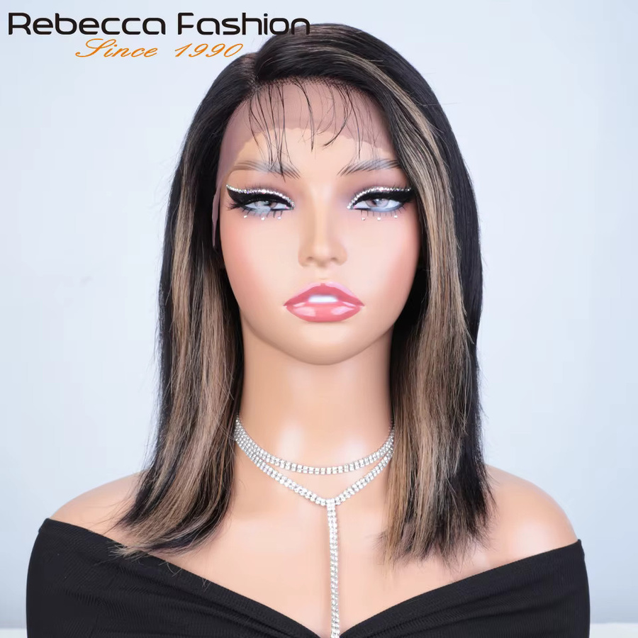 Rebecca Youth Kurzhaarperücke, glatte Echthaar-Lace-Perücke, Bob mit Seitenpartie - Bild 2