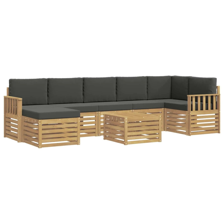 vidaXL Outdoor-Sofagarnitur 8-teilig in L-Form aus Akazienholz mit Polstern, Weiß und Anthrazit, B/T/H: 59 x 59 x 37 cm - Bild 2
