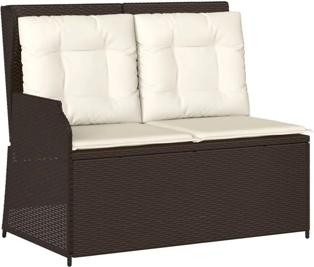 Verstellbare Gartenbank von furnicato aus braunem Poly-Rattan mit Kissen und Armlehnen - Bild 1