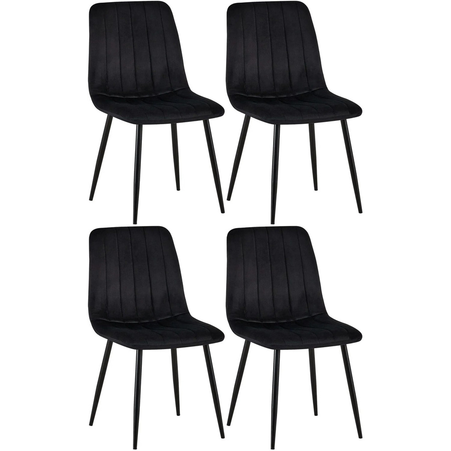 4er Set Esszimmerstühle DELUKE LENZ aus Samt mit Metallgestell in Schwarz, H x B x T: 88 x 45 x 53 cm - Bild 2