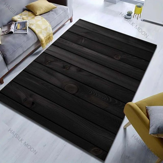 UQIDEHOME Rutschfester Teppich mit Holzmaserung-Druck in Schwarz, B/T: 60 x 40 cm - Bild 1