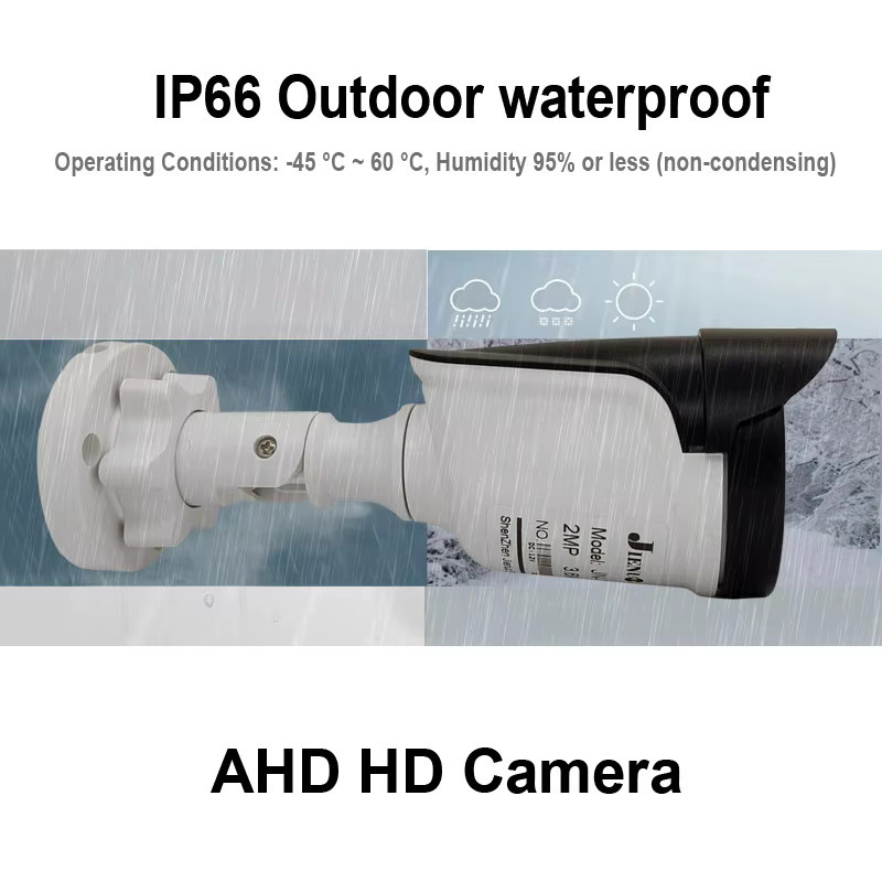 JIENUO AHD Überwachungskamera mit 1080P Full HD, wasserdichte Bullet-CCTV-Kamera für Outdoor und Indoor mit Infrarot-Nachtsicht und 2MP Auflösung - Bild 3
