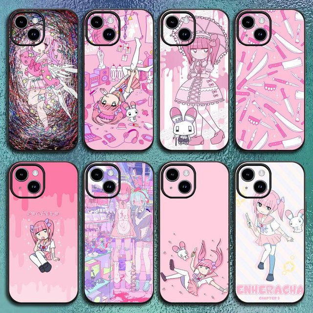 M-Menhera Chan Comic Handyhülle für iPhone 12 bis 16 Pro Max Plus in Schwarz als Softshell-Schutz - Bild 1