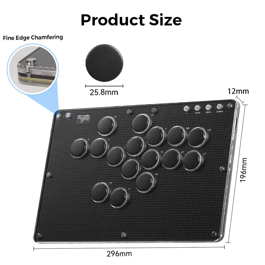 Haute42 T16-Texture Stickless Arcade Stick Controller Hitbox Keyboard in Schwarz für PC, PS4, PS5 und Nintendo Switch - Bild 4
