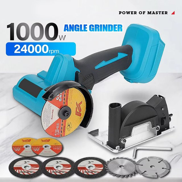 Makita 21V Kabelloser Mini-Winkelschleifer 3 Zoll in Blau, 24000 U/min zum Schneiden, Schleifen und Polieren von Metall, Holz und Fliesen, kompatibel mit Makita LXT 18V Akkus - Bild 1