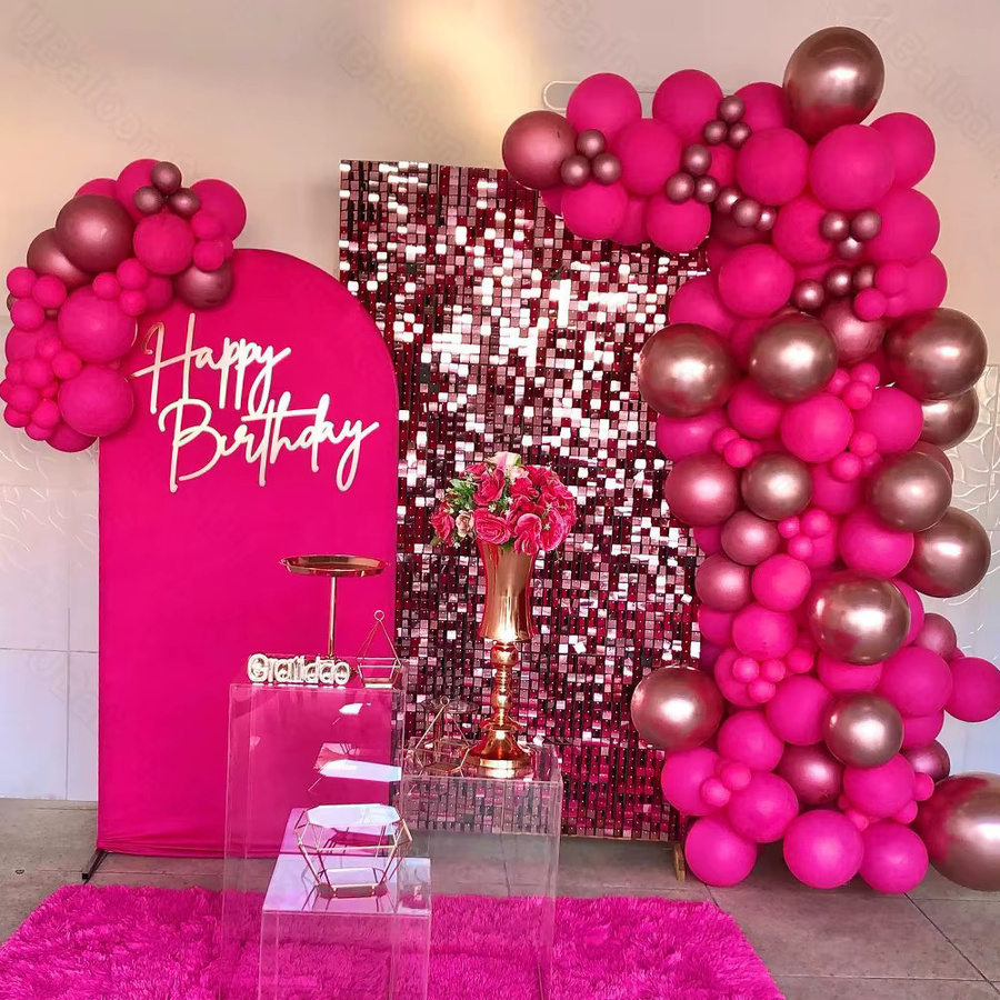 Chiara Bogenabdeckung aus MicroPlush, elastisch und doppelseitig, Weiß und Pink, 2 m für Geburtstag, Babyparty oder Hochzeit - Bild 3