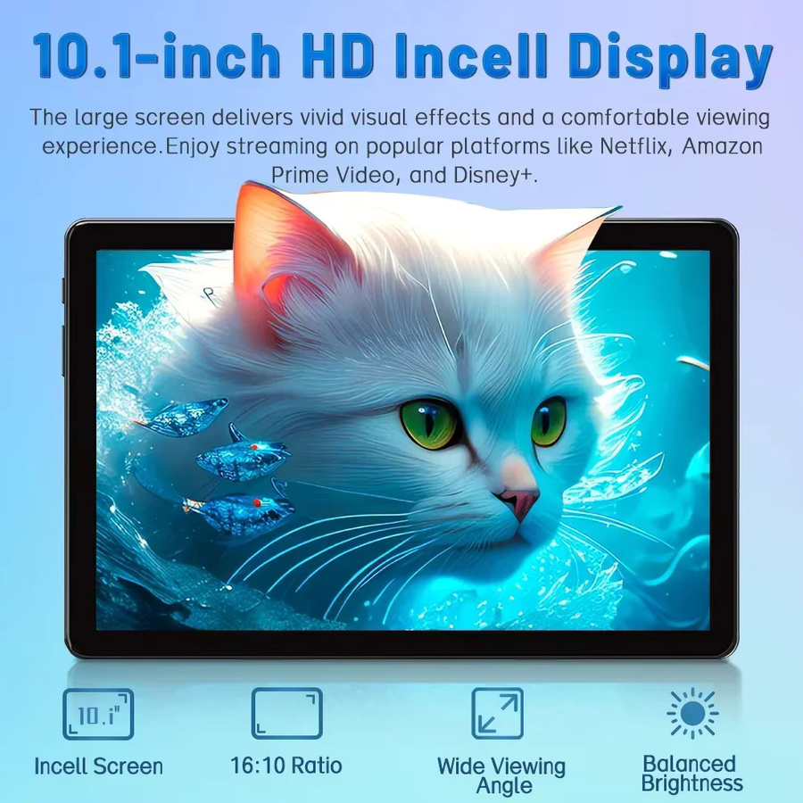 Paitanry Android 15 Tablet 10,1 Zoll in Schwarz mit Octa-Core-Prozessor, 12 GB RAM, 128 GB Speicher, 6000-mAh-Akku und Dual-Kamera (5 MP + 13 MP) - Bild 2
