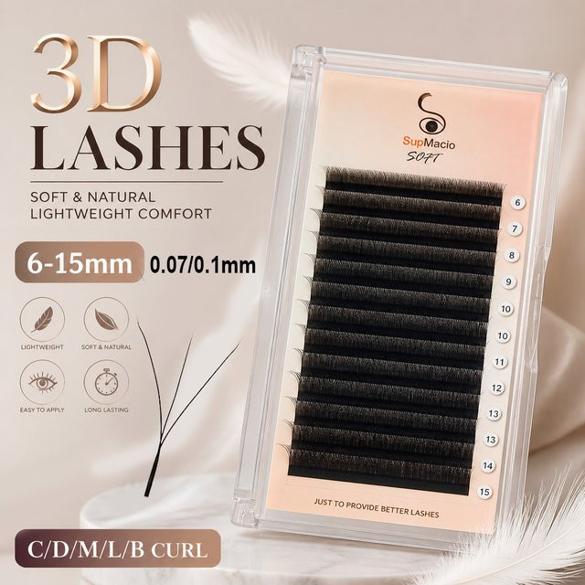 Supmacio 3D Clover W Wimpernverlängerung, Black, 0,07mm, 8-15mm - Bild 1