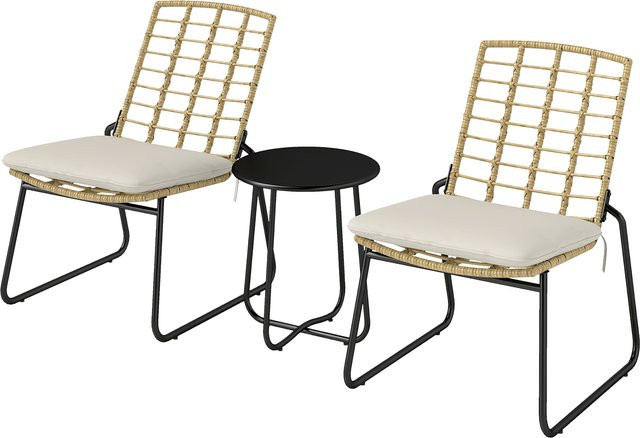 Outsunny Balkonmöbel Set aus Stahl in Beige und Braun, B/H/L: 56 x 78 x 67 cm - Bild 1