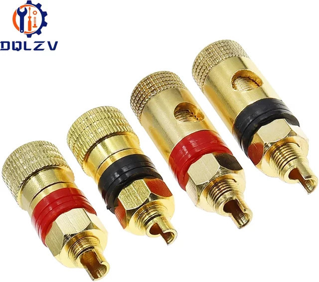 Vergoldeter Bananenstecker für Lautsprecher und Verstärker in Schwarz und Gold - Bild 1