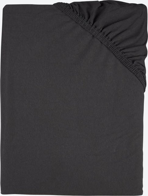 Jersey-Spannbetttuch CLASSIC aus Baumwolle, Anthrazit, B/T: 100 x 200 cm - Bild 1