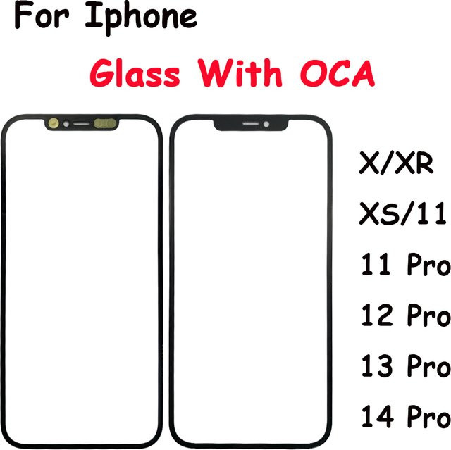 Apple iPhone Frontscheibe Außenglas mit OCA und externer Linse in Transparent für iPhone X XS XR Max 11 12 13 14 15 Plus Pro Max Mini Reparaturset - Bild 1