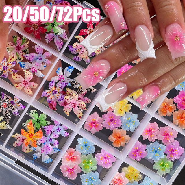 HotPress 5D-Nagel-Charms, Kirsch- und Lilienblüten-Motiv, 8 x 10 mm, Unisex - Bild 1