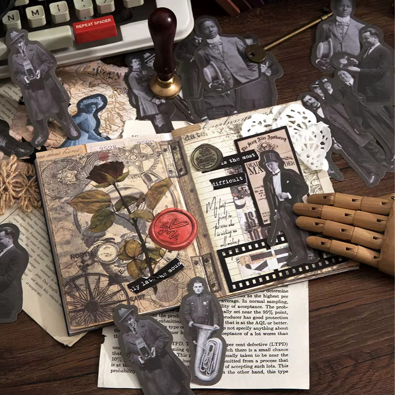 30 Blatt mittelalterliche europäische Modefigurenaufkleber im Gothic-Stil mit Doublet und Farthingale-Röcken, Mehrfarbig - Bild 2