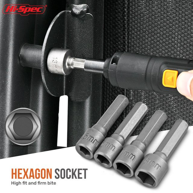 Hi-Spec Nicht-magnetisches Innensechskant-Bit-Set mit Adaptern und Steckschlüsseln für Schraubendreher und Mutter, 4-13 mm - Bild 1