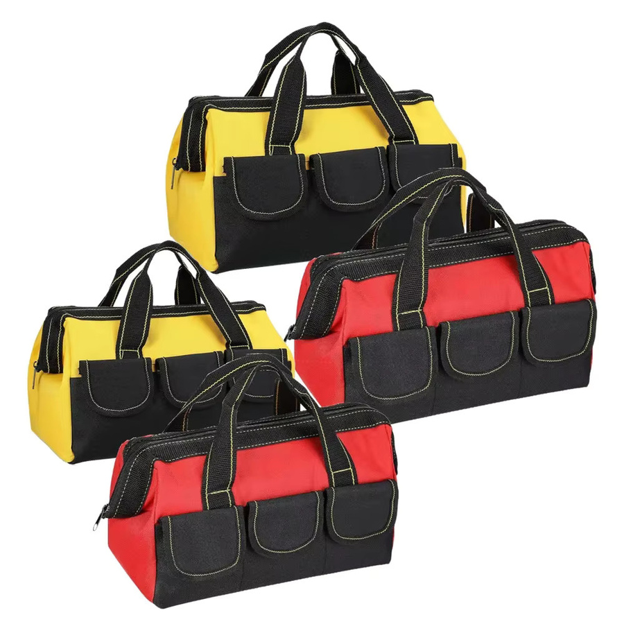 WOZOBUY Werkzeugtasche 12 Zoll in Gelb mit wasserdichtem Hartboden und weitem Mund für Elektriker, B/T/H: 36,83 x 24,38 x 21,59 cm - Bild 5