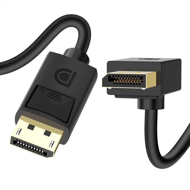 MOSHOU DisplayPort 1.4 Adapterkabel in Schwarz, 90-Grad-Winkel nach oben abgewinkelt, unterstützt 8K/60 Hz und 4K/144 Hz für Gaming-Monitore - Bild 1
