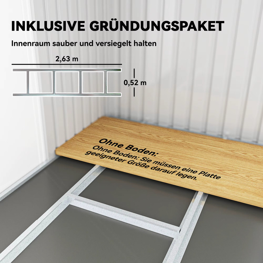 Outsunny Gerätehaus Gartenhaus aus Stahl mit Schiebetür und Lüftungsfenster, Dunkelgrün, B/T/H: 280 x 130 x 172 cm - Bild 7