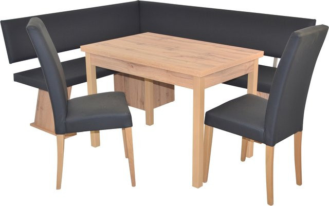 Möbel direkt online 4-teilige moderne Eckbankgruppe mit Auszugsfunktion in Eiche-Nachbildung-Melamindekor, Schenkelmaß: 150 x 182 cm - Bild 1