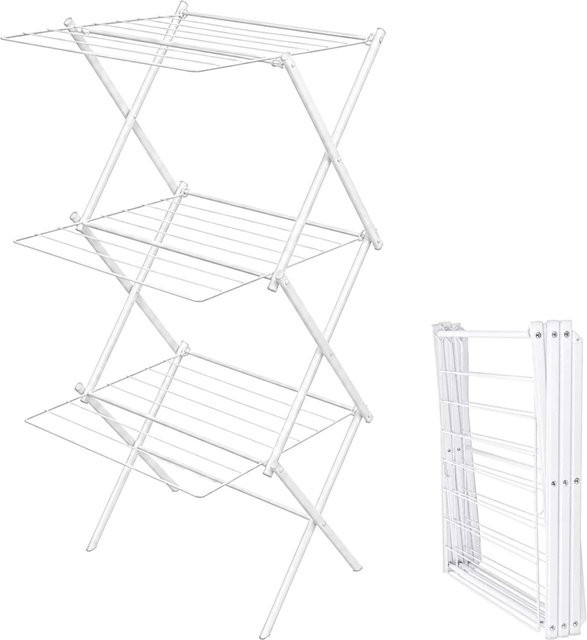 Relaxdays Wäscheständer aus Stahl, weiß, faltbar und mehrstöckig, B/T/H: 115,0 x 52,0 x 53,5 cm - Bild 1