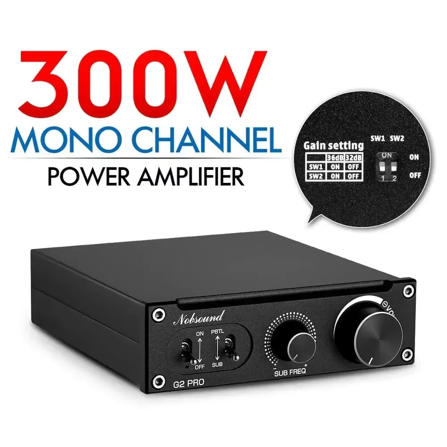 Douk Audio Hi-Fi G2 Pro Subwoofer Vollfrequenz-Monokanal-Digital-Leistungsverstärker mit 300W in Schwarz - Bild 2