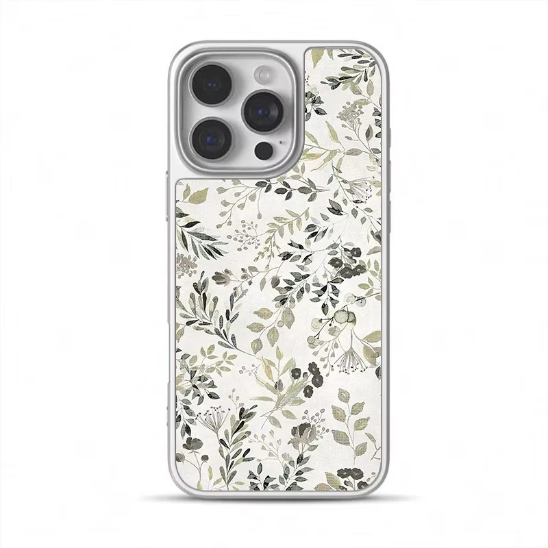 DecoPhone Stoßfeste Handyhülle mit Aquarell-Blumen-Hydrogel-Rückplatte und silbernem Rand für iPhone 17, 16, 15, 14 Pro Max, Multicolour - Bild 5