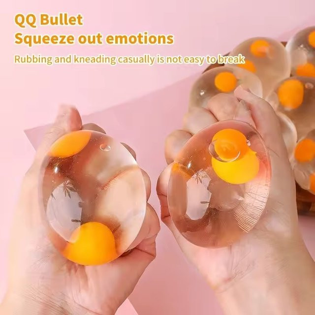 Sommer Taba Squishy Eigelb-Ei-Knautschball aus Silikon in Transparent als stressresistentes Spielzeug für Kinder - Bild 1