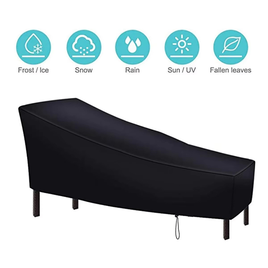 MY·BAKERMAN Terrassen-Chaiselounge-Abdeckung für Sonnenliegen und Outdoor-Lounge-Sessel, wasserabweisend und UV-beständig, Schwarz - Bild 3