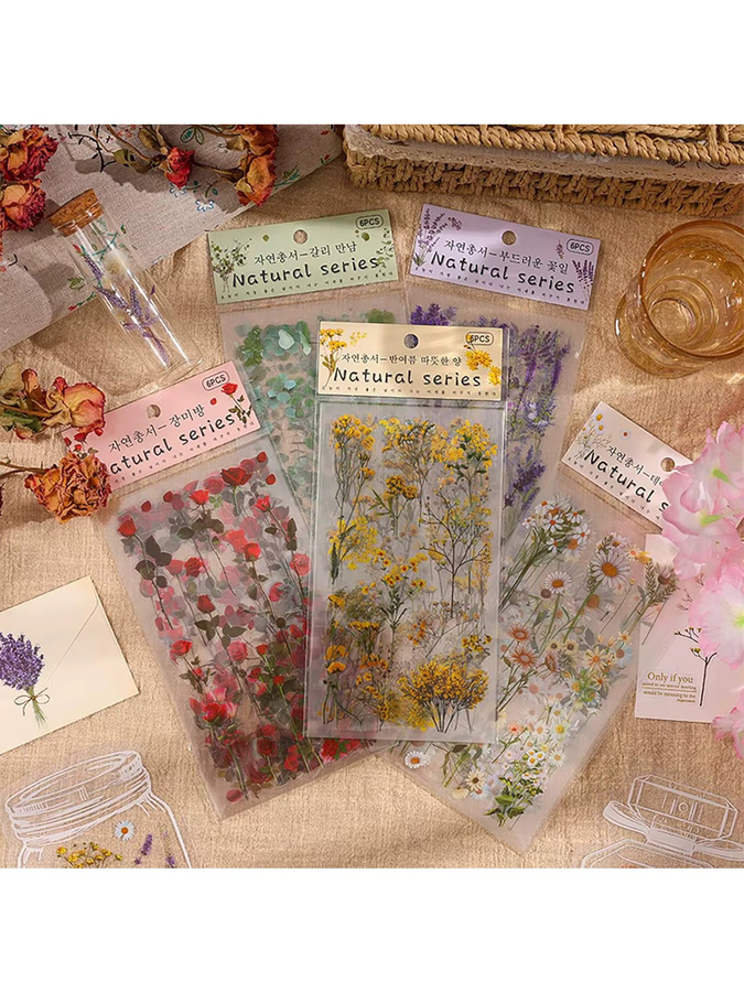 Vintage Pflanzen und Blumen Aufkleber Set in Multicolour für Scrapbooking und Bullet Journals - Bild 5