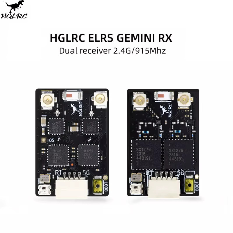 HGLRC ELRS GEMINI RX Dual Receiver 2,4G / 915Mhz für RC Flugzeug FPV Long Range Drone, Schwarz - Bild 2