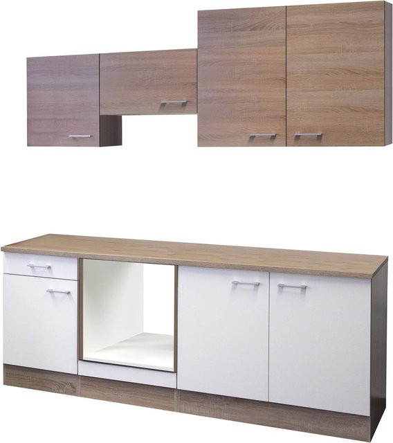 Flex-Well Küchenzeile Florida Weiß und Sonoma Eiche, B/T/H: 210 x 60 x 85 cm - Bild 1