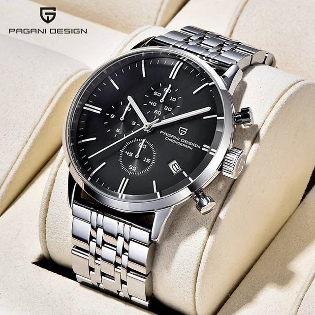 PAGANI DESIGN Armbanduhr, Quarz, Edelstahl, Schwarz, Herren - Bild 1