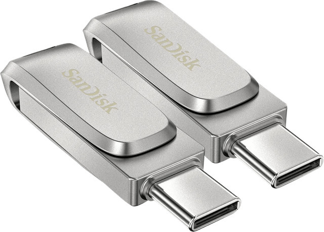 SanDisk Ultra Dual Drive Luxe USB-C und USB-A Flash-Laufwerk Doppelpack, Silber, 64 GB - Bild 1