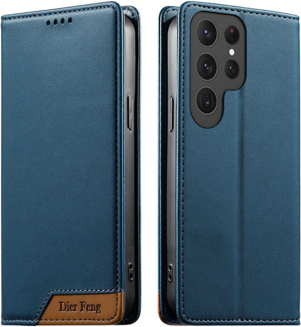 Samsung Leder-Brieftaschenhülle mit RFID-Schutz und NFC für Galaxy S25 Ultra 5G, S25 Plus, S25 FE und S25 Edge in Blau und Lila - Bild 1