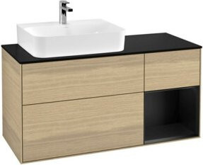 V&B Waschtischunterschrank Finion mit Wandbeleuchtung in Eiche Lack, Breite: 120 cm, Tiefe: 50,1 cm, Höhe: 50,1 cm - Bild 1