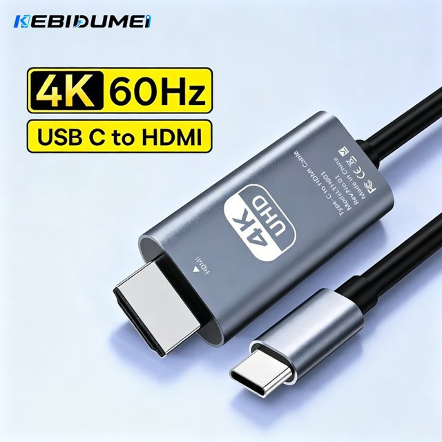 KEBIDUMEI USB-C auf HDMI Kabel für 4K 60Hz, Konverterkabel kompatibel mit iPhone, MacBook Air, iPad und Samsung Laptop - Bild 1