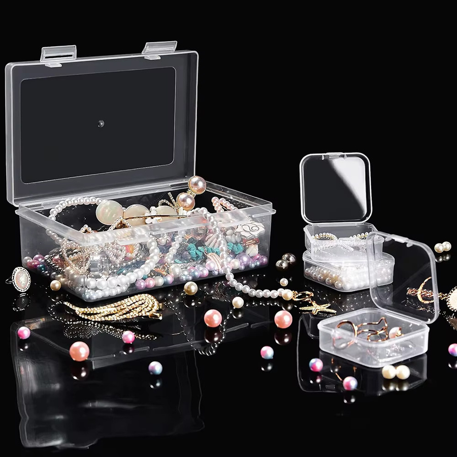 Transparente Organizer-Box aus Kunststoff mit Klappdeckel für kleine Perlen und Aufbewahrung - Bild 3