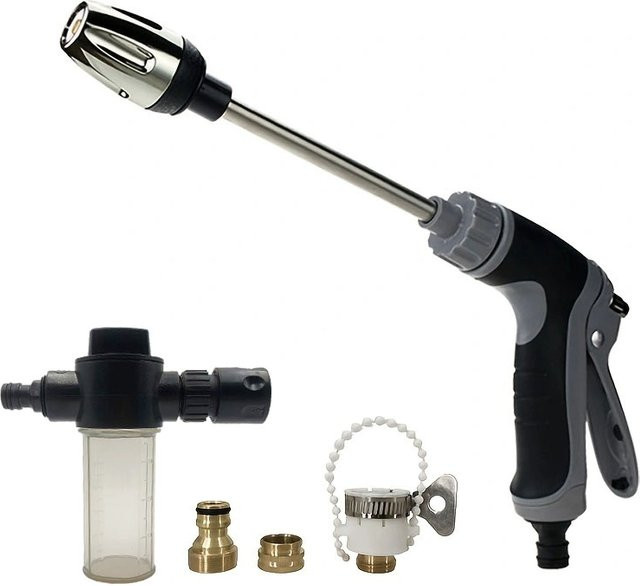 FLOWERS SPRAL Tragbare Hochdruck-Wasserpistole aus Metall mit verstellbarer Sprühfunktion für Autowäsche und Gartenbewässerung - Bild 1