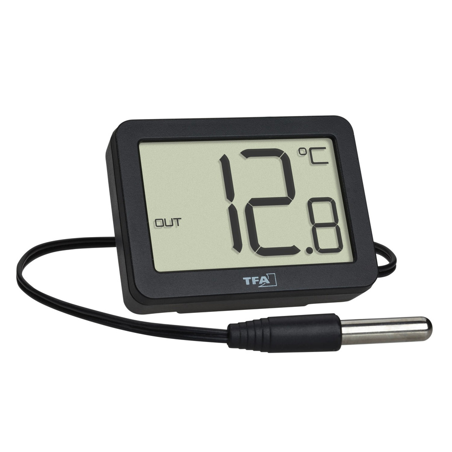 TFA Digitales Innen-Außen-Thermometer mit wasserdichtem Kabelfühler in Schwarz - Bild 2
